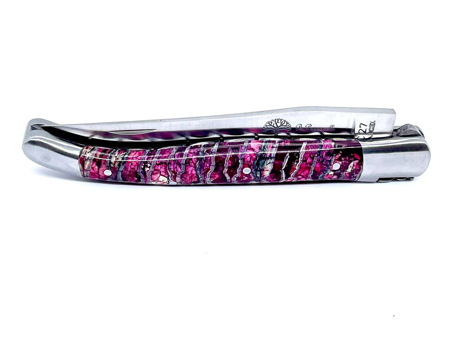 Coutellerie Passarelli - Couteau Laguiole lame pliable 12cm molaire de mammouth teintée