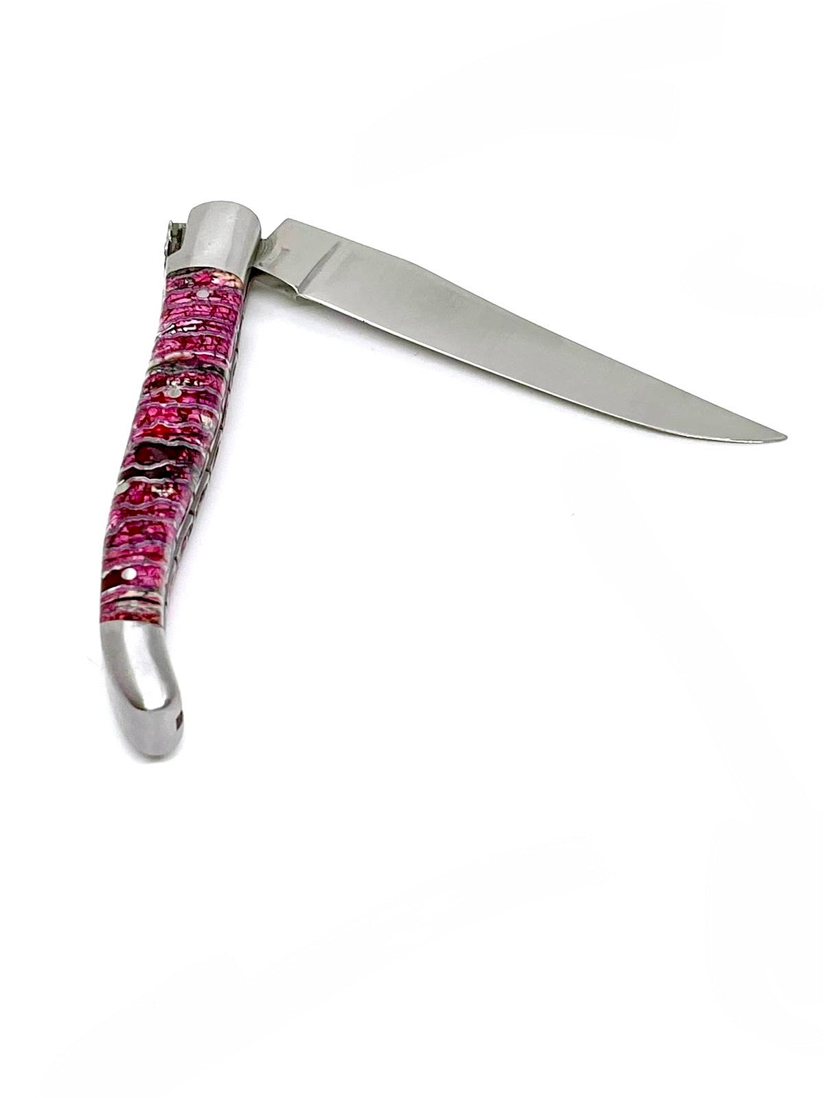 Coutellerie Passarelli - Couteau Laguiole lame pliable 12cm molaire de mammouth teintée