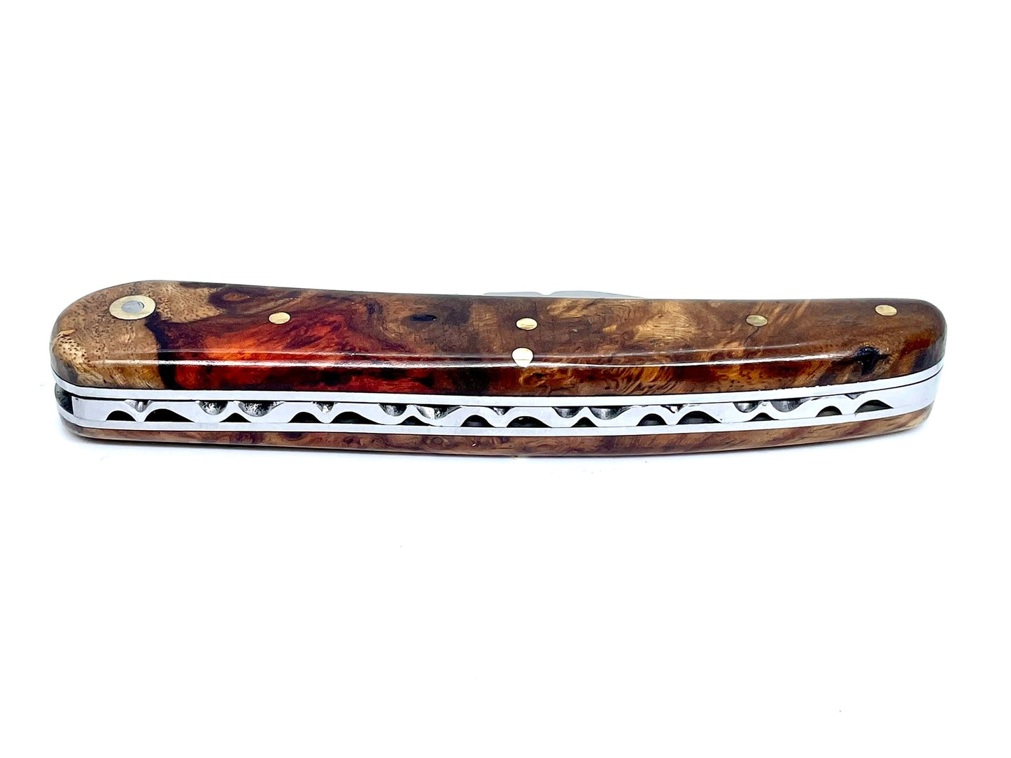 Coutellerie Passarelli - Couteau Alsacien lame pliable 10 cm 
Loupe d’amboine