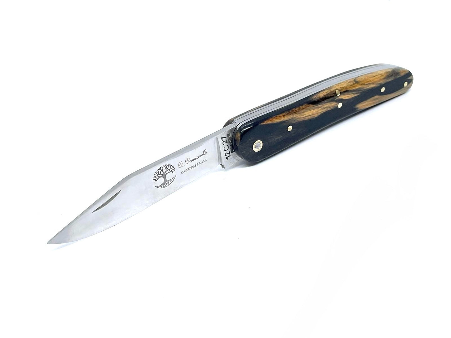 Coutellerie Passarelli - Couteau Alsacien lame pliable 10 cm Ébène Royale du Laos