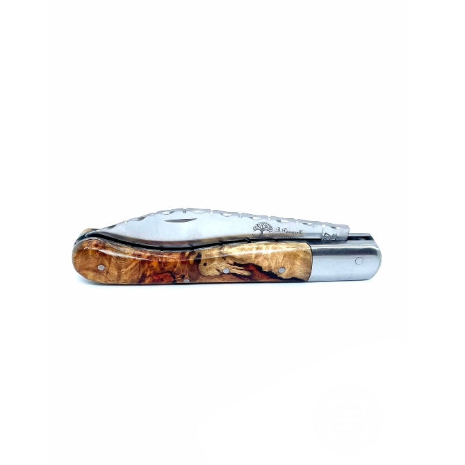 Coutellerie Passarelli - Couteau Aurillac lame pliable 10.5 cm Loupe d’Amboine