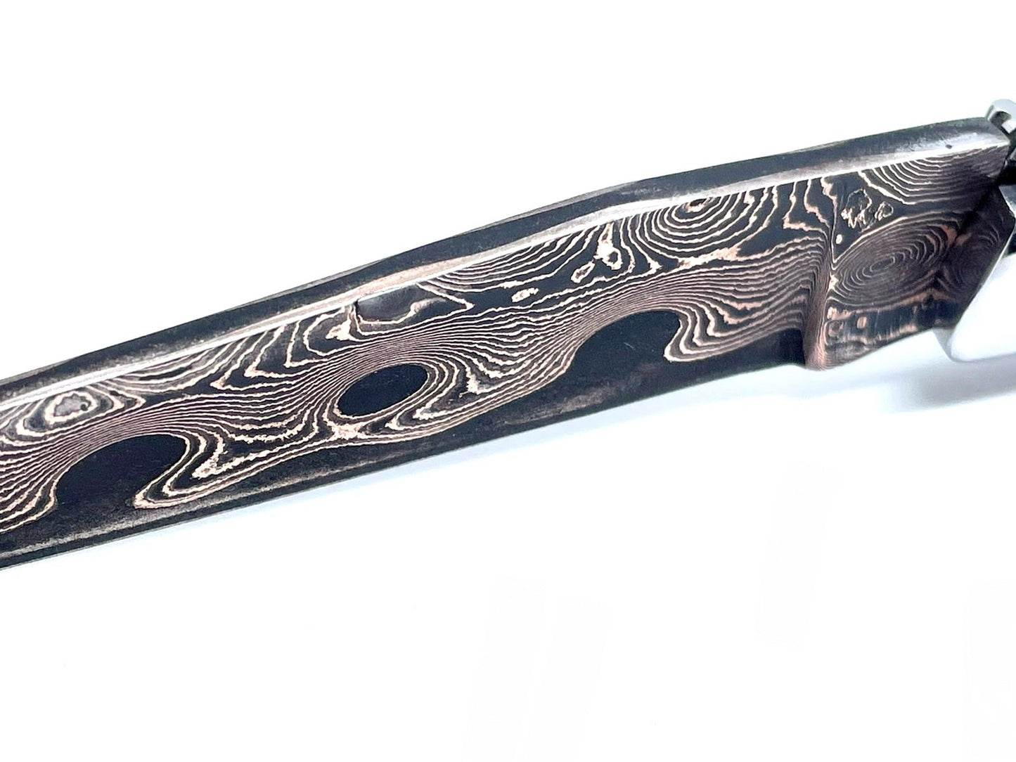 Couteau pliant damas artisanal - Laguiole Molaire de Mammouth stabilisée lame de Damas pliable 12 cm TigerMai-Raindrop