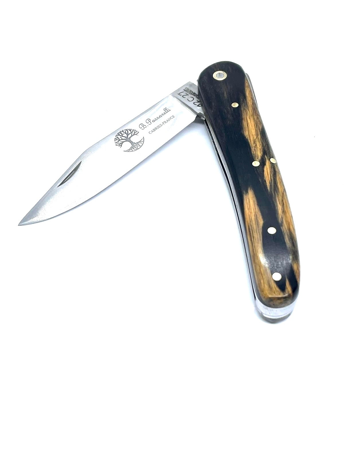 Coutellerie Passarelli - Couteau Alsacien lame pliable 10 cm Ébène Royale du Laos