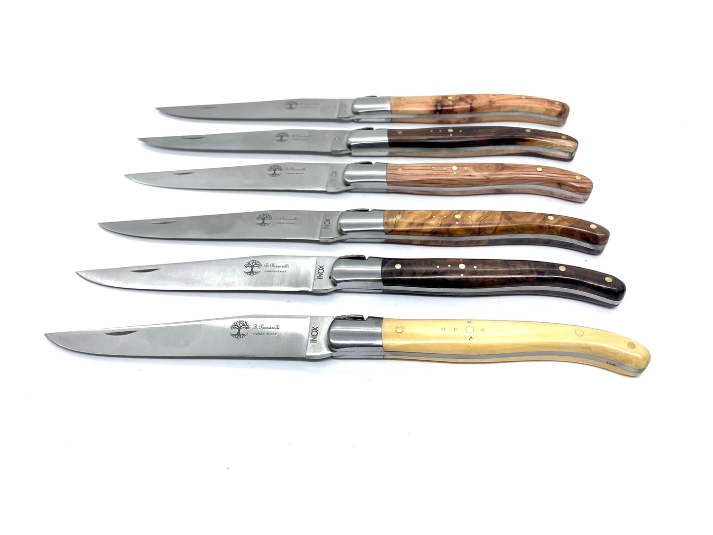 Coutellerie Passarelli - Coffret de 6 couteaux Laguiole lame pliable 12 cm bois précieux de Provence