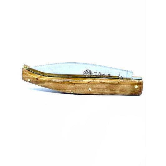 Coutellerie Passarelli - Couteau Saint-Amand lame pliable 11 cm en Olivier centenaire de Provence