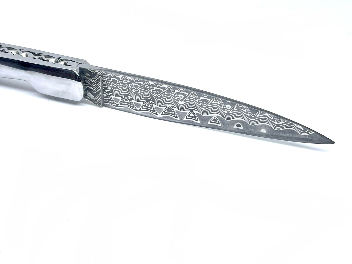 Coutellerie Passarelli - Couteau Vendetta lame de Damas 13 cm molaire de mammouth teintée