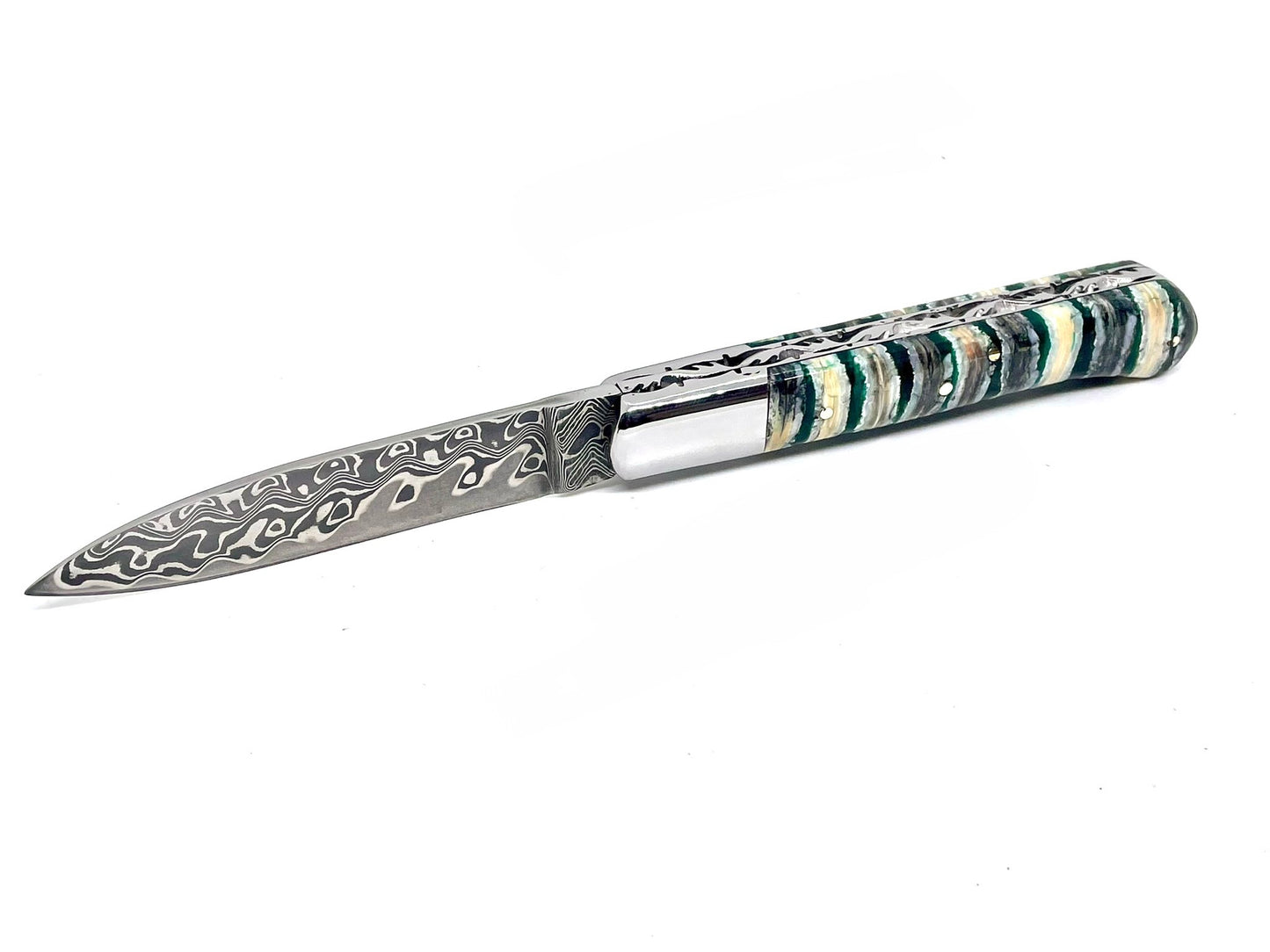 Coutellerie Passarelli - Couteau Yssingeaux lame pliable 10,5 cm molaire de mammouth stabilisée et teintée