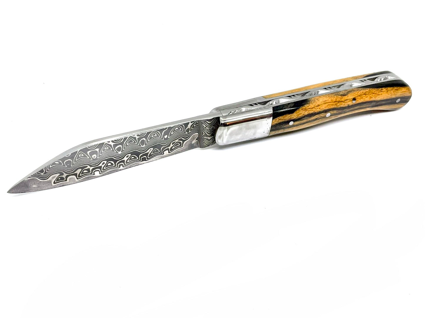 Coutellerie Passarelli - Couteau Aurillac lame de Damas 10.5 cm Ébène royale du Laos
