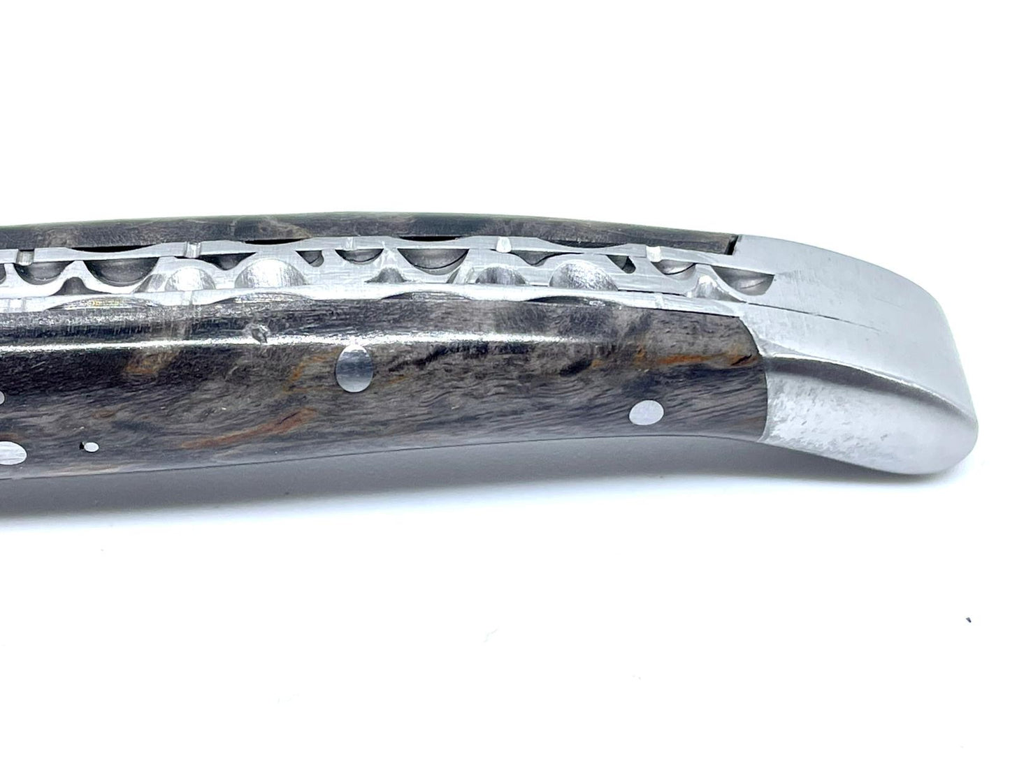 Coutellerie Passarelli - Couteau Laguiole lame pliable 12cm Bouleau madré teinté anthracite stabilisé