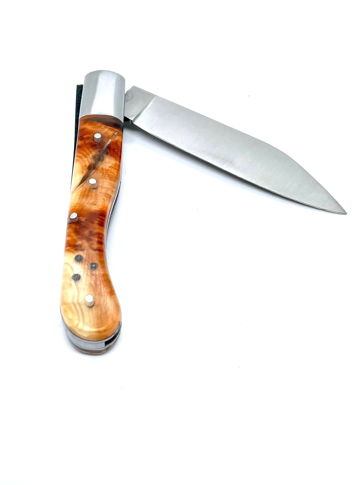 Coutellerie Passarelli - Couteau Aurillac lame pliable 10.5cm plume du peintre de bécasse, plombs de chasse, loupe de Cade.