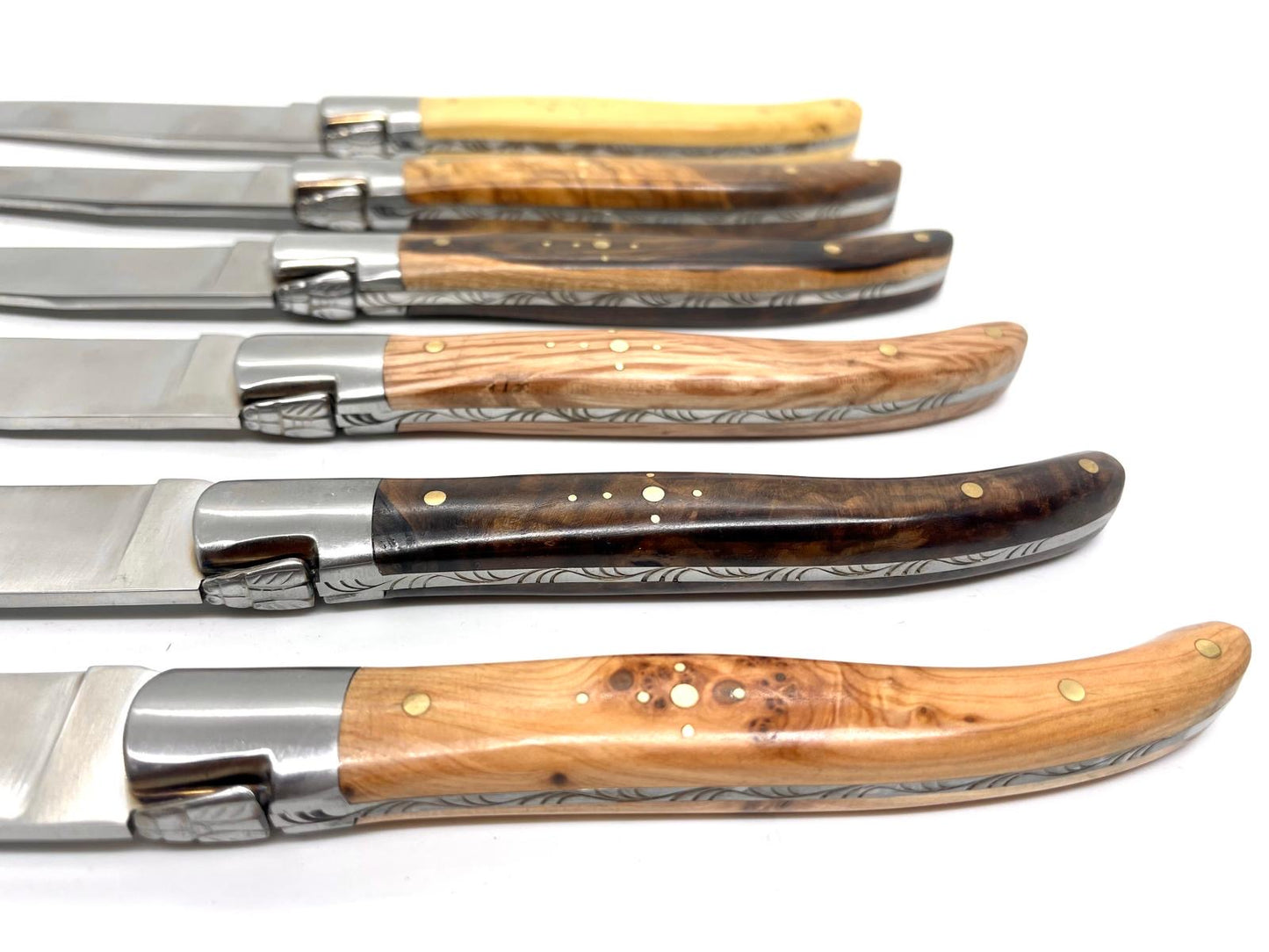 Coutellerie Passarelli - Coffret de 6 couteaux Laguiole lame pliable 12 cm bois précieux de Provence