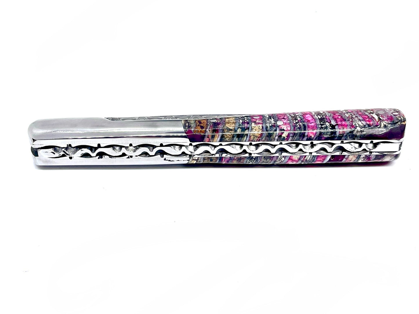 Coutellerie Passarelli - Couteau Vendetta lame de Damas 13 cm molaire de mammouth teintée