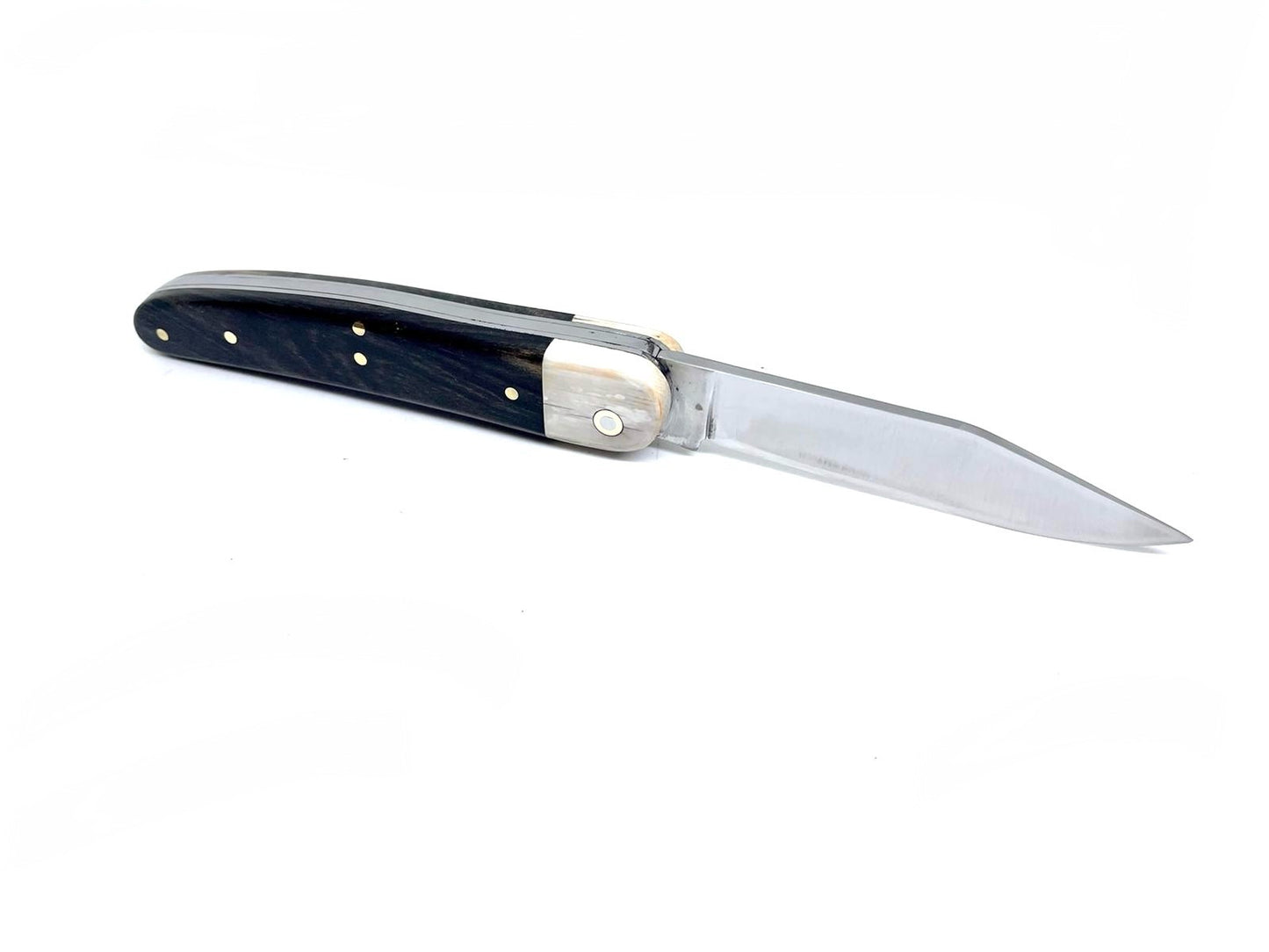 Coutellerie Passarelli - Couteau Alsacien lame pliable 10 cm ivoire de mammouth et ébène royale du Laos