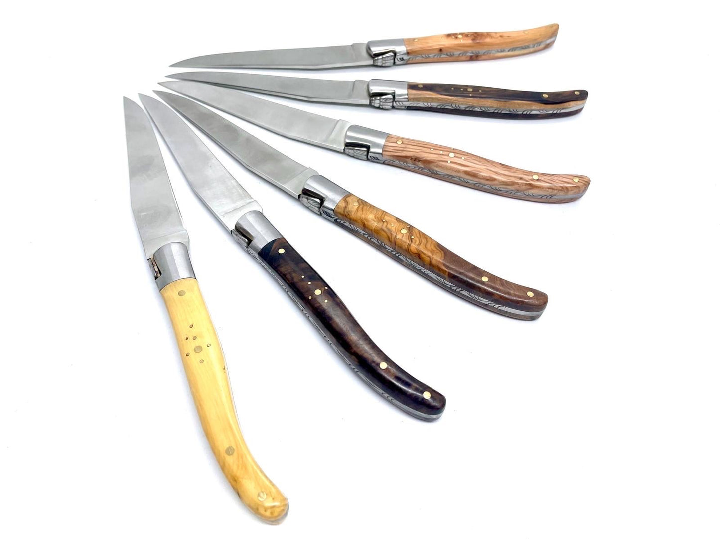 Coutellerie Passarelli - Coffret de 6 couteaux Laguiole lame pliable 12 cm bois précieux de Provence