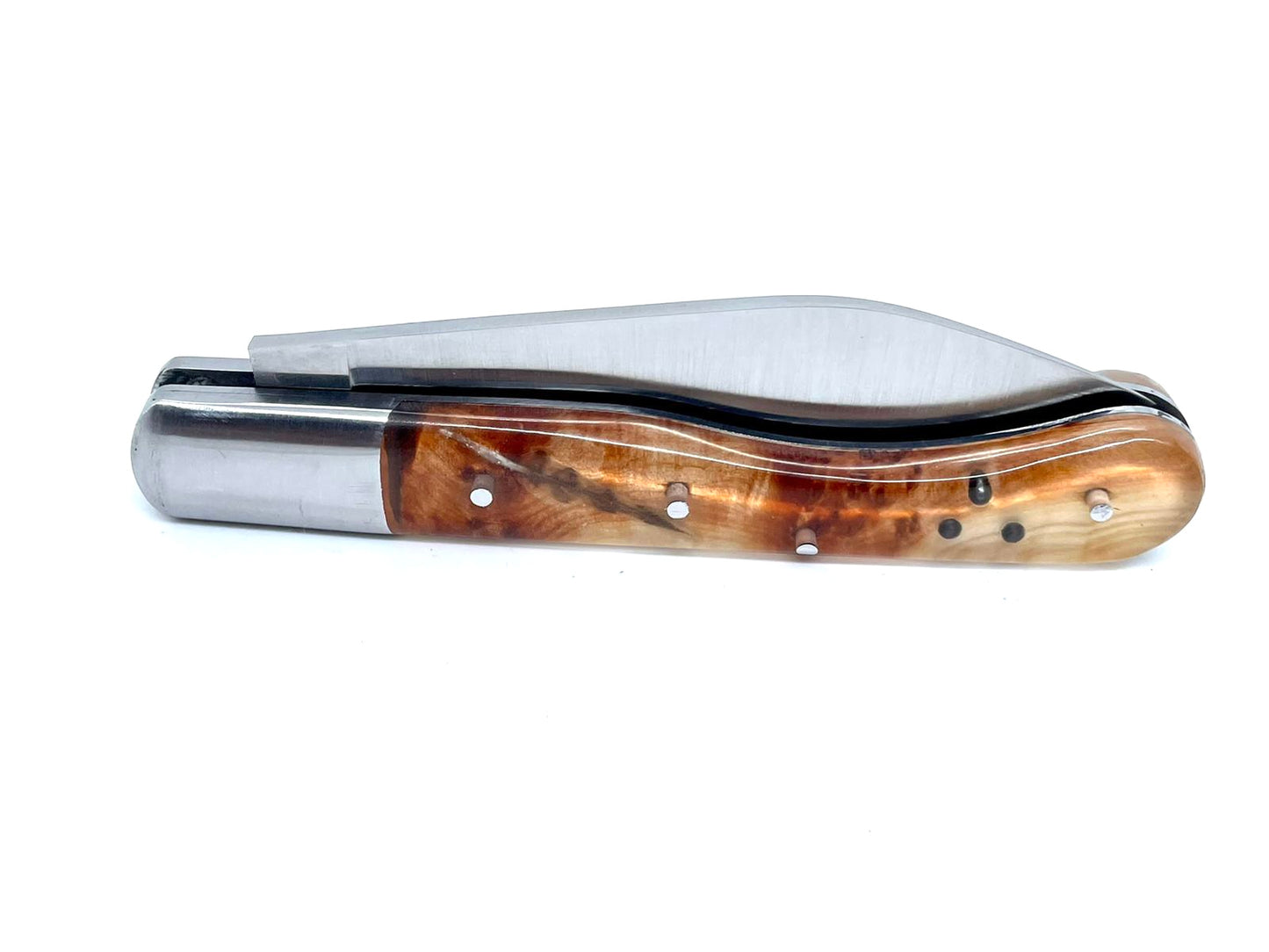 Coutellerie Passarelli - Couteau Aurillac lame pliable 10.5cm plume du peintre de bécasse, plombs de chasse, loupe de Cade.