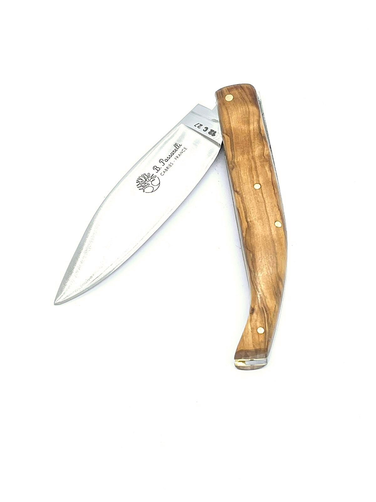 Coutellerie Passarelli - Couteau Saint-Amand lame pliable 11 cm en Olivier centenaire de Provence
