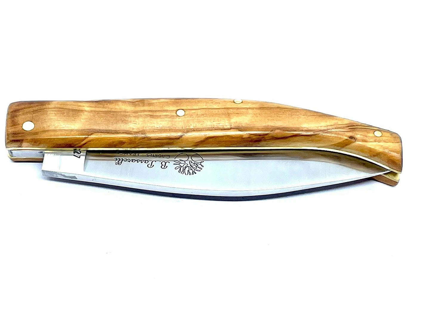 Coutellerie Passarelli - Couteau Saint-Amand lame pliable 11 cm en Olivier centenaire de Provence