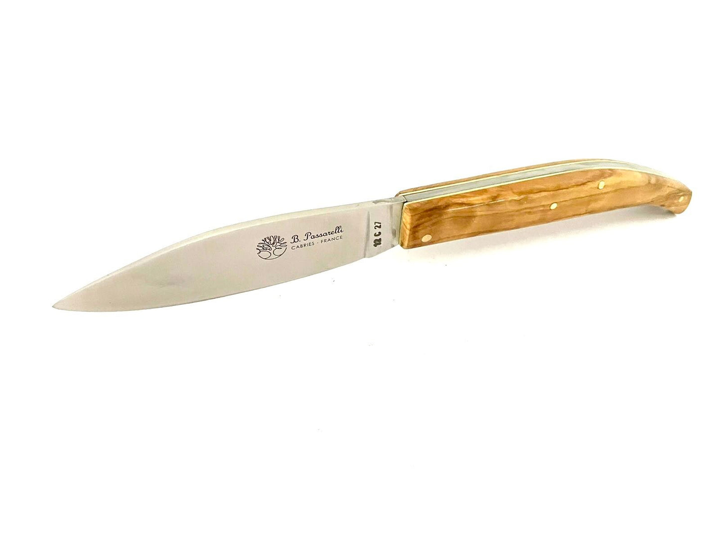 Coutellerie Passarelli - Couteau Saint-Amand lame pliable 11 cm en Olivier centenaire de Provence