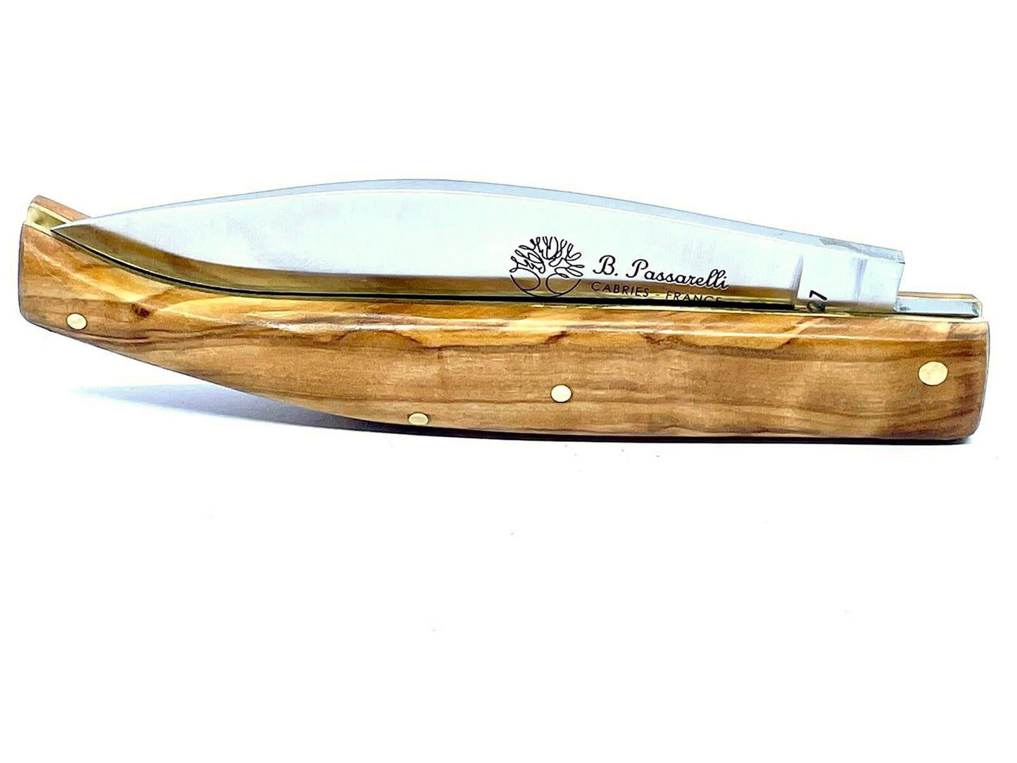 Coutellerie Passarelli - Couteau Saint-Amand lame pliable 11 cm en Olivier centenaire de Provence