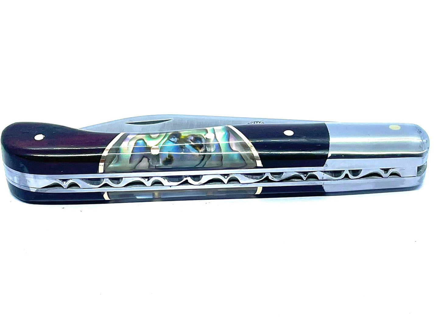 Coutellerie Passarelli - Couteau Aurillac lame pliable 10.5 cm Palissandre rouge de Madagascar et abalone