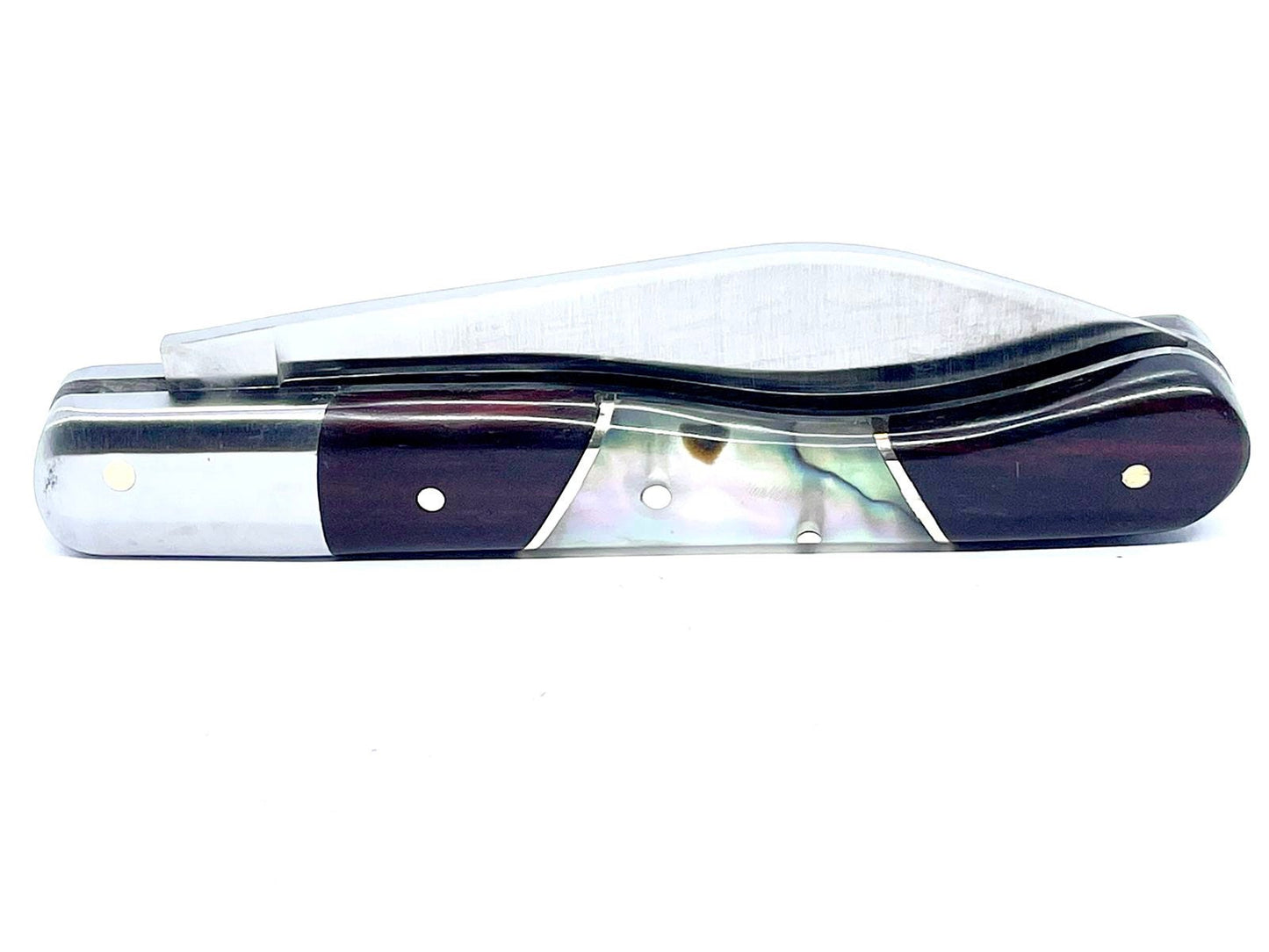 Coutellerie Passarelli - Couteau Aurillac lame pliable 10.5 cm Palissandre rouge de Madagascar et abalone