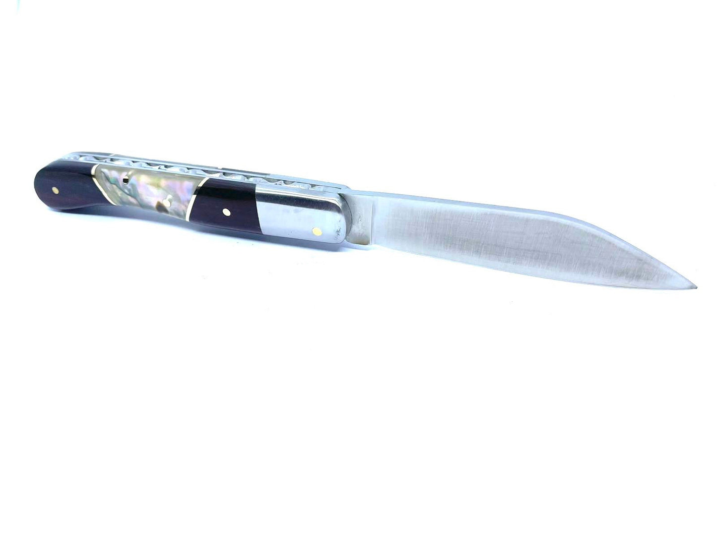 Coutellerie Passarelli - Couteau Aurillac lame pliable 10.5 cm Palissandre rouge de Madagascar et abalone