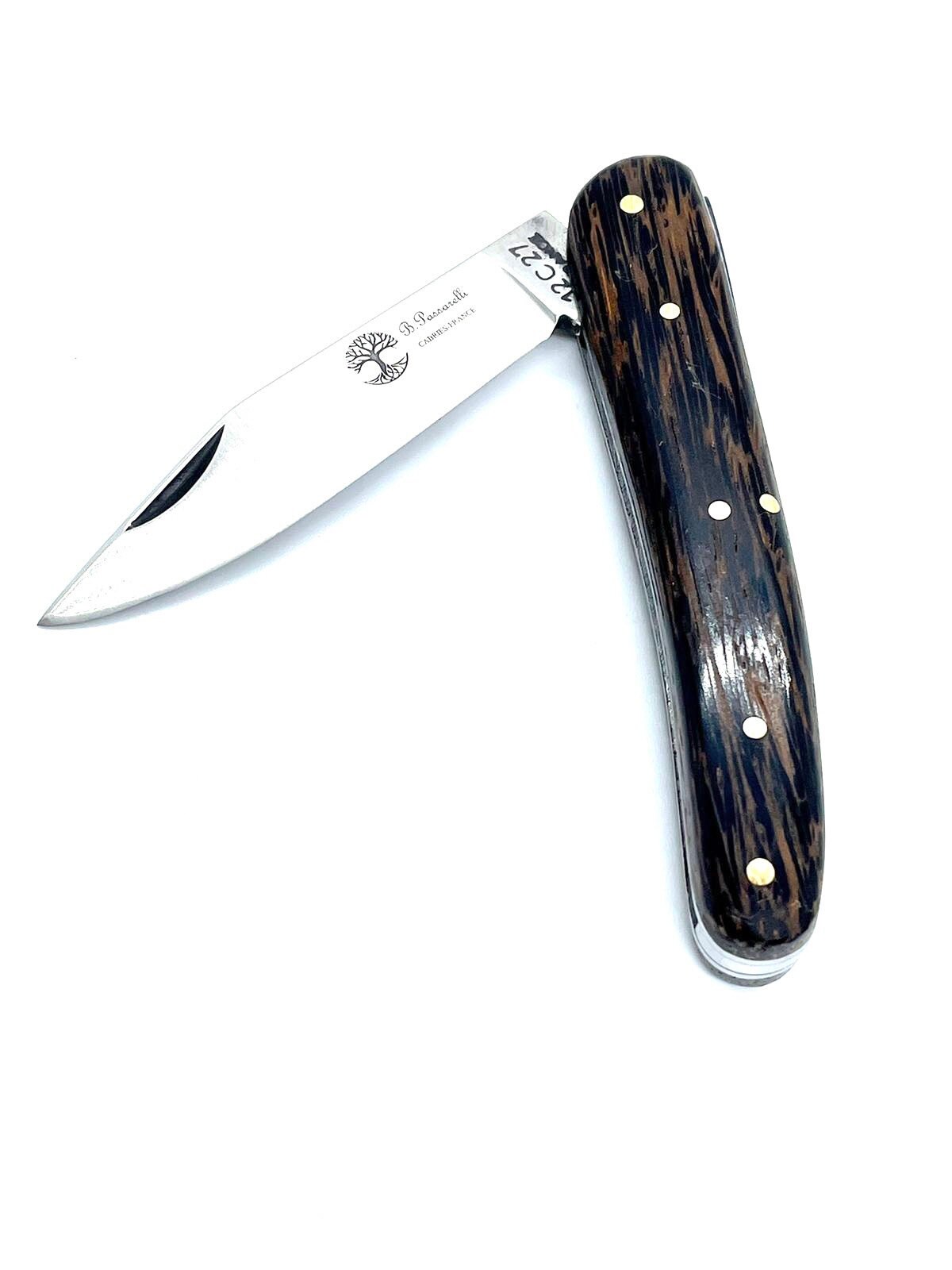 Coutellerie Passarelli - Couteau Alsacien lame pliable 10 cm Bois de palmier noir