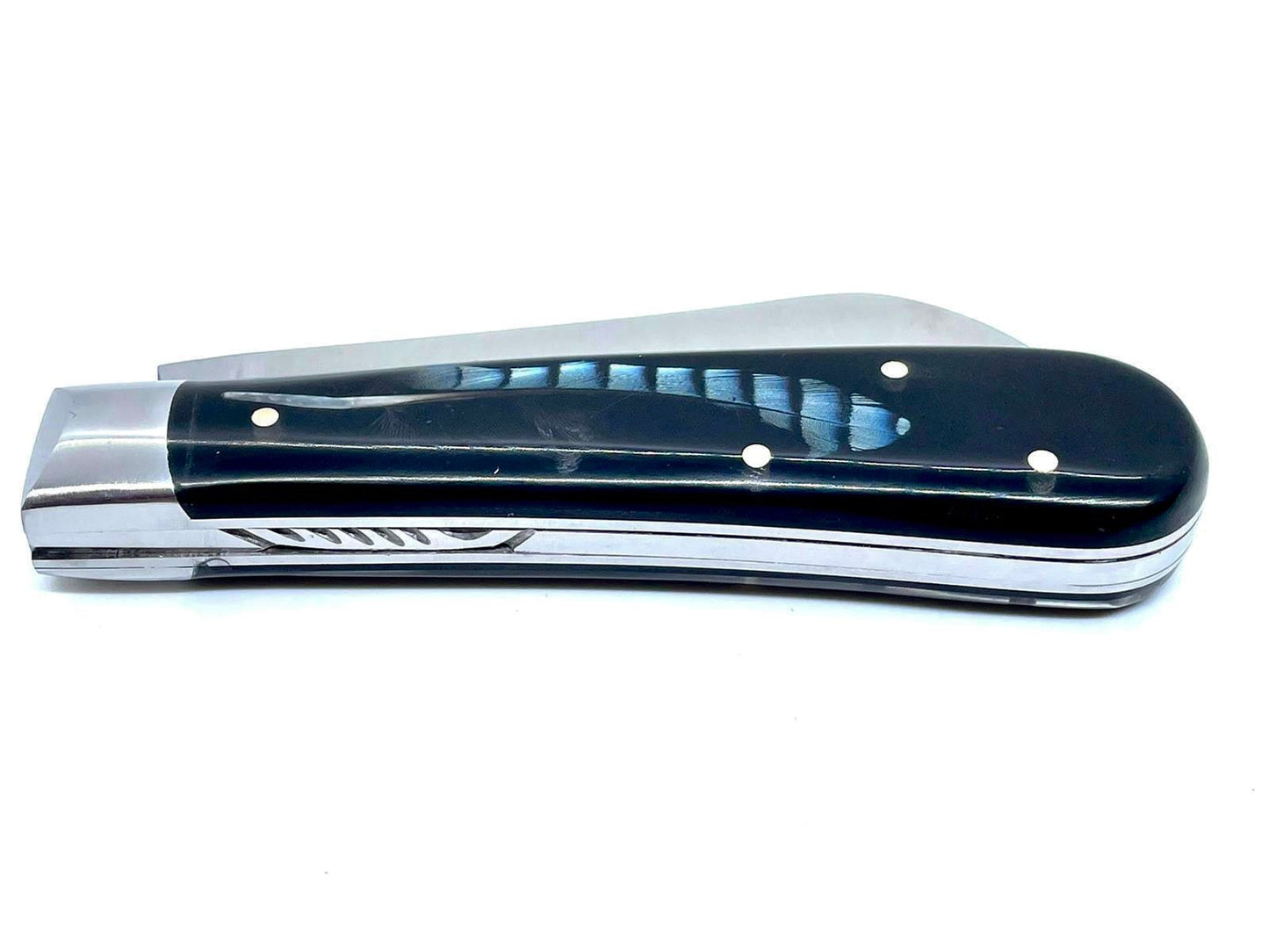 Coutellerie Passarelli - Couteau London lame pliable 10cm Plume de geai