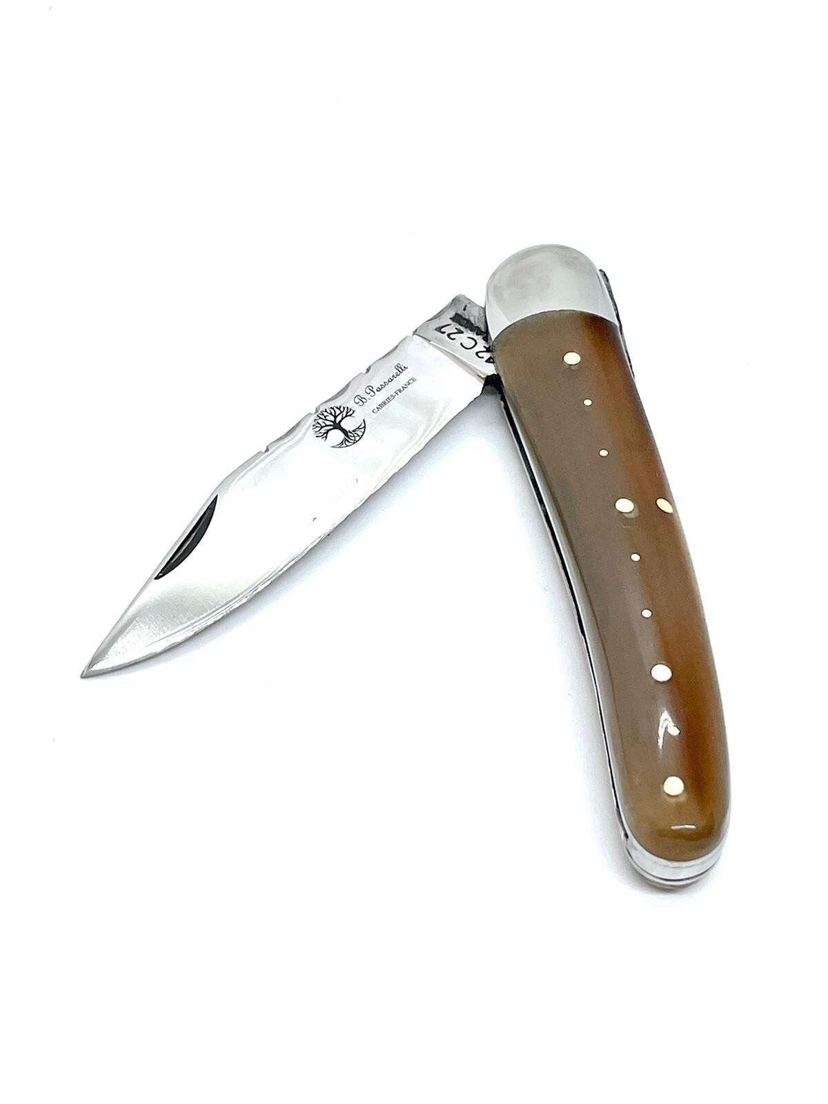 Coutellerie Passarelli - Couteau Alsacien lame pliable 10 cm Corne de zébu