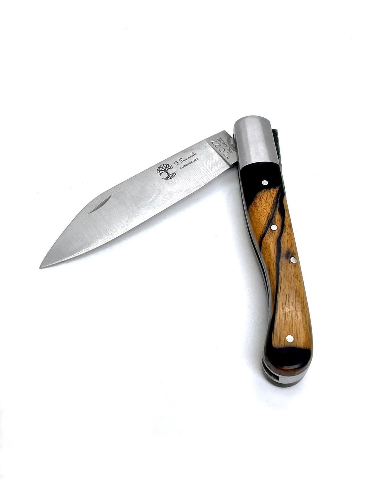 Coutellerie Passarelli - Couteau Aurillac lame pliable 10.5 cm Ébène royal du Laos