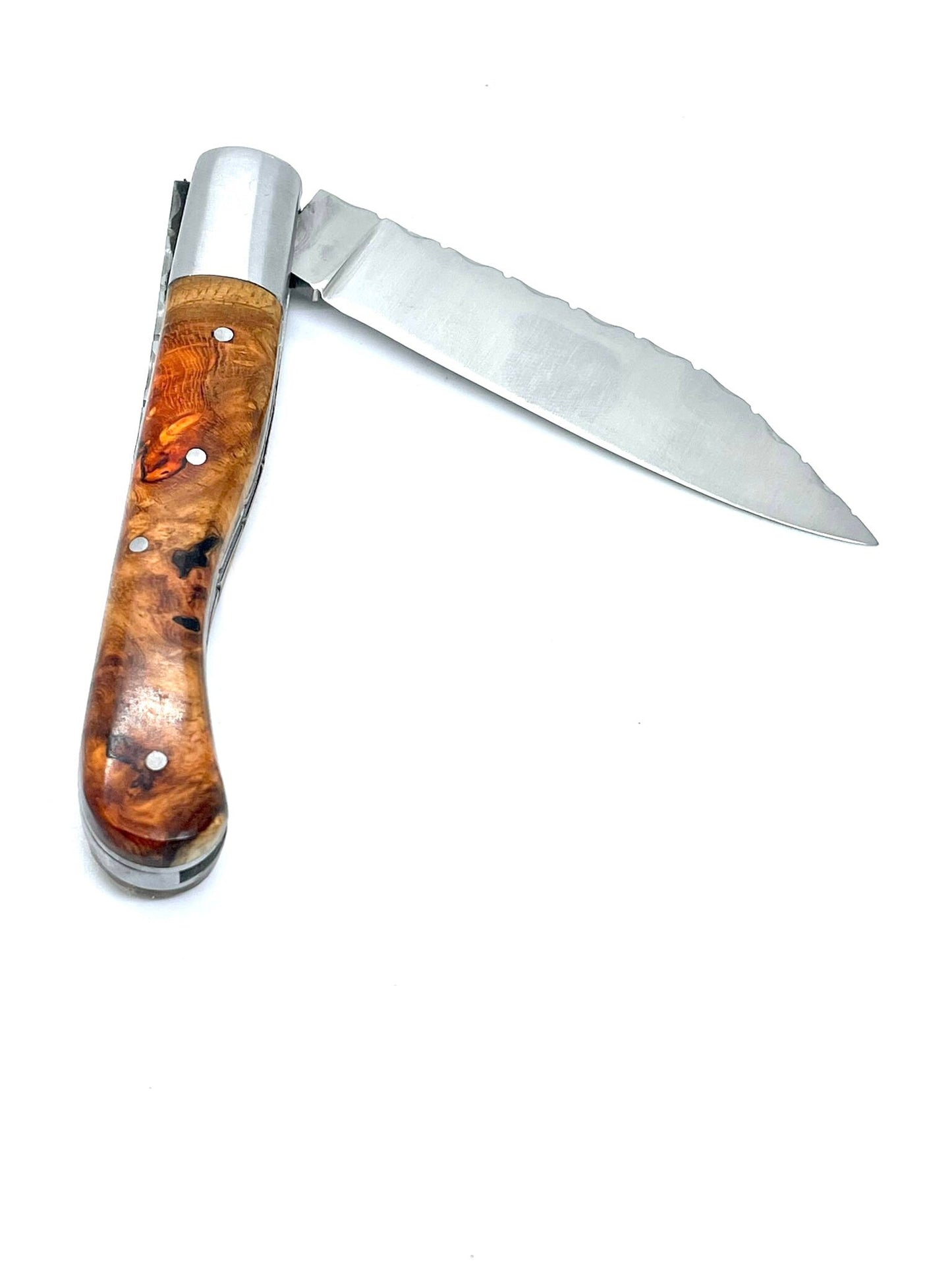 Coutellerie Passarelli - Couteau Aurillac lame pliable 10.5 cm Loupe d’Amboine