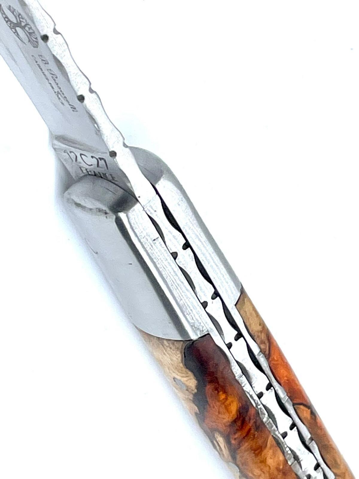 Coutellerie Passarelli - Couteau Aurillac lame pliable 10.5 cm Loupe d’Amboine