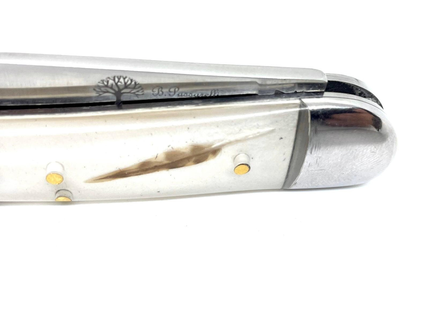 Coutellerie Passarelli - Couteau Alsacien lame pliable 10 cm Plume du peintre de bécasse et plombs de chasse