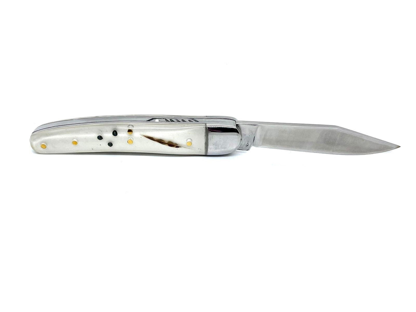 Coutellerie Passarelli - Couteau Alsacien lame pliable 10 cm Plume du peintre de bécasse et plombs de chasse