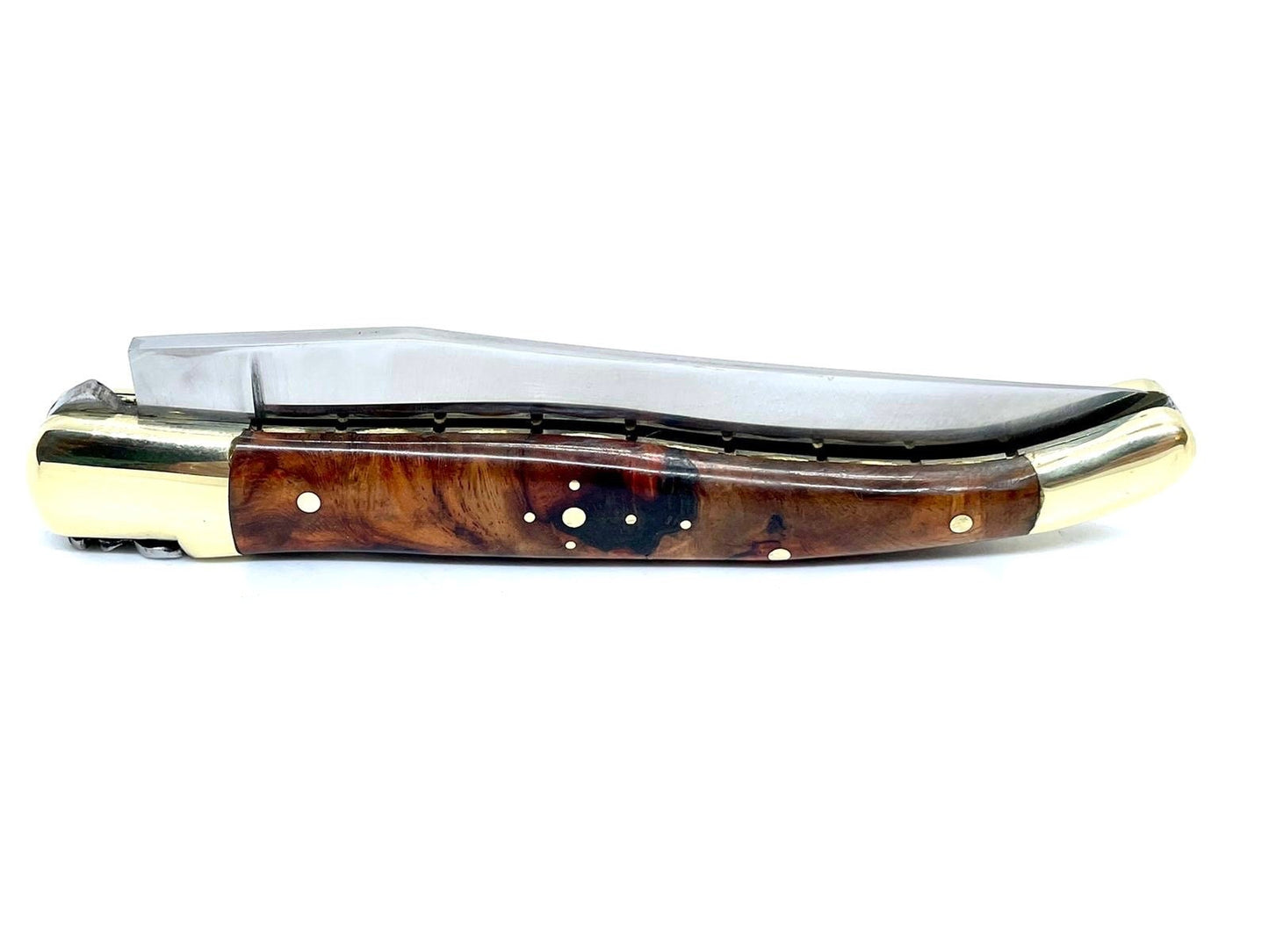 Coutellerie Passarelli - Couteau Laguiole lame pliable 12cm Loupe d’Amboine