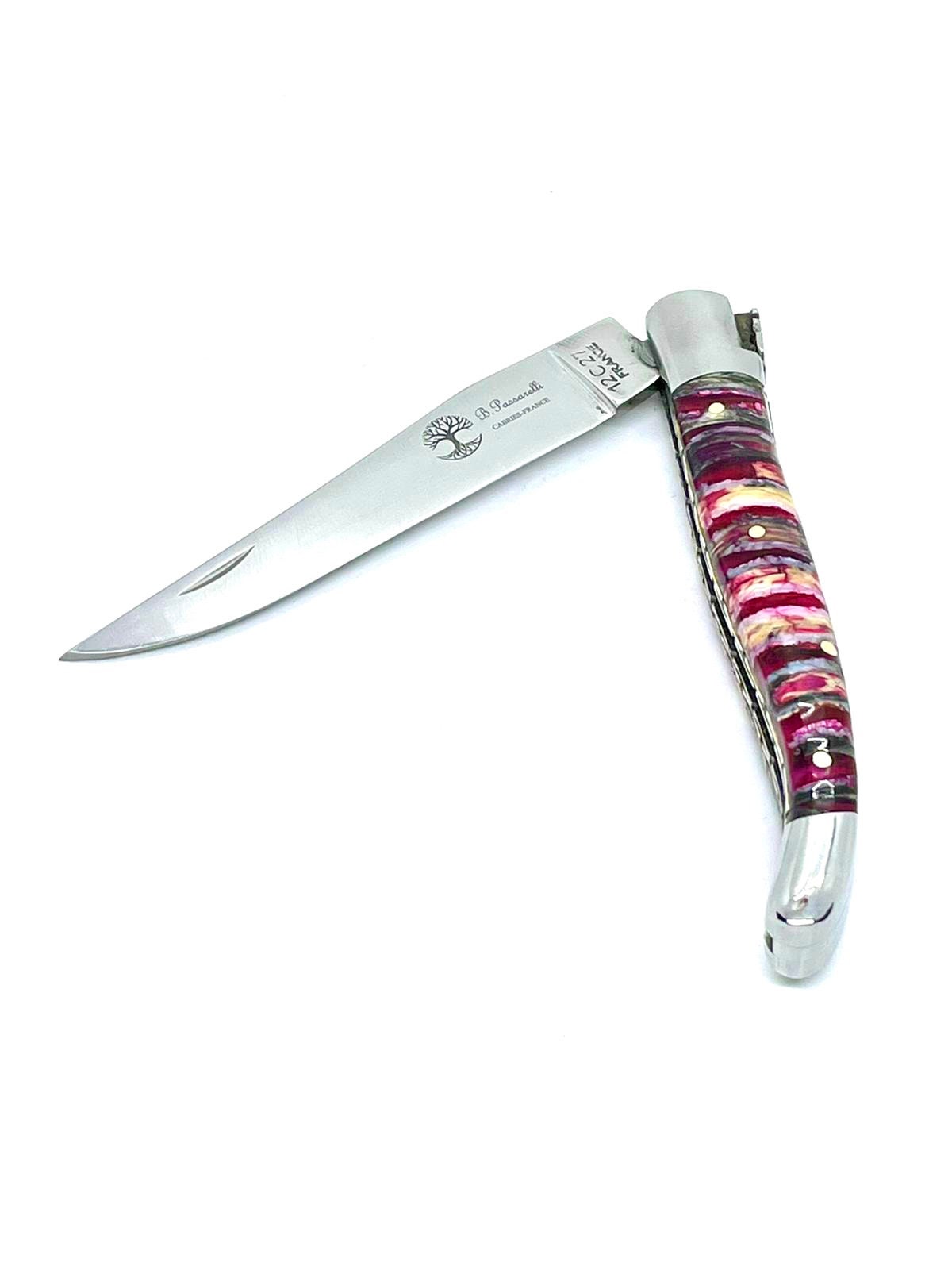 Rotes Mammut-Backenzahn-Laguiole-Messer