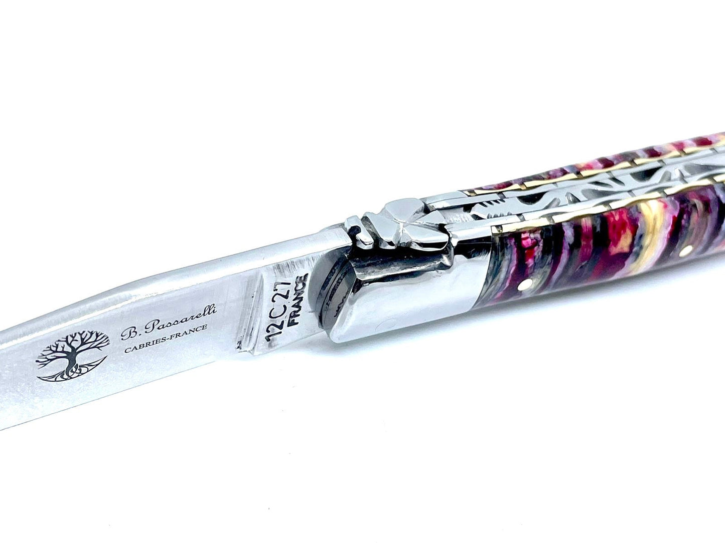 Rotes Mammut-Backenzahn-Laguiole-Messer