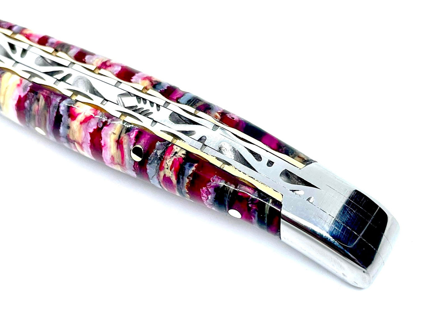 Rotes Mammut-Backenzahn-Laguiole-Messer