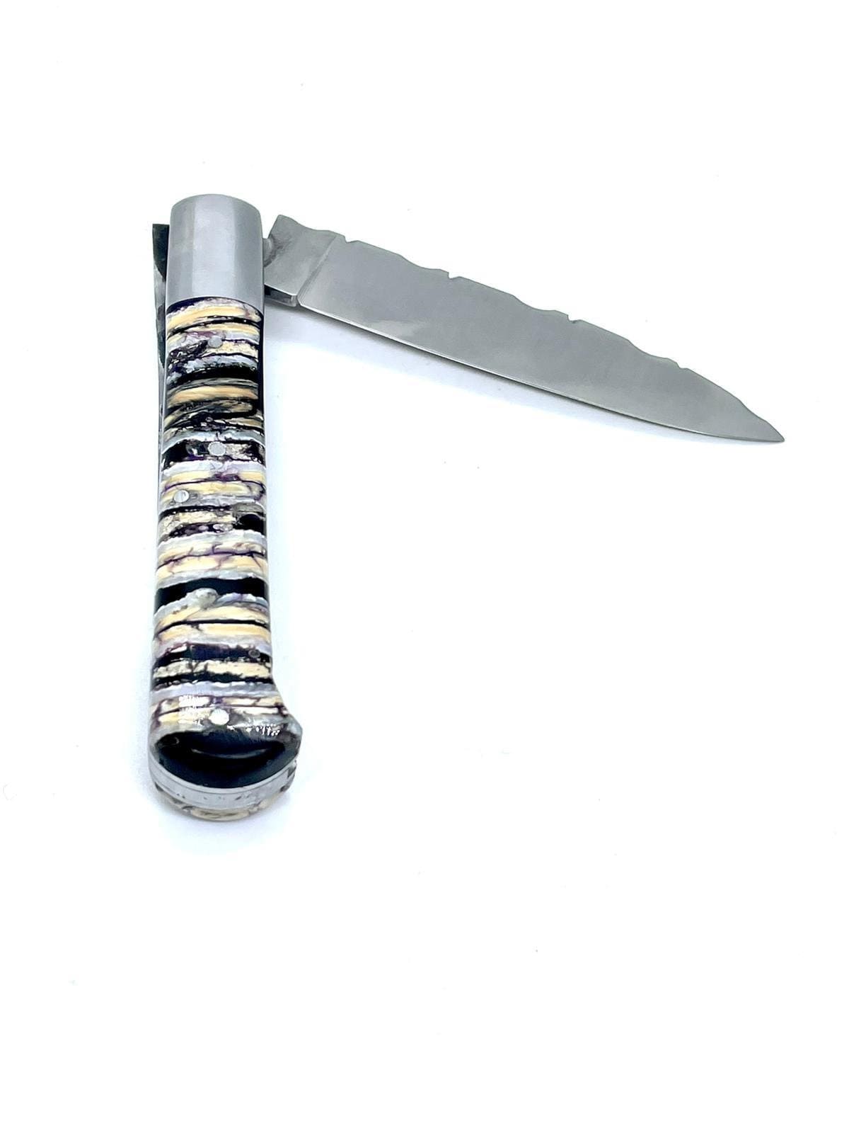 Coutellerie Passarelli - Couteau Yssingeaux lame pliable 10,5 cm molaire de mammouth noire