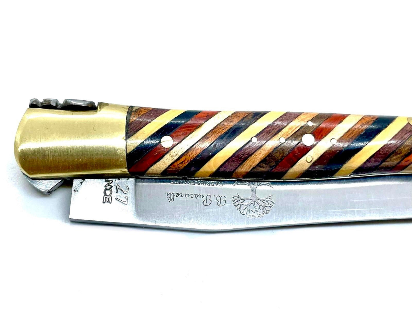 Laguiole knife segmented precious wood