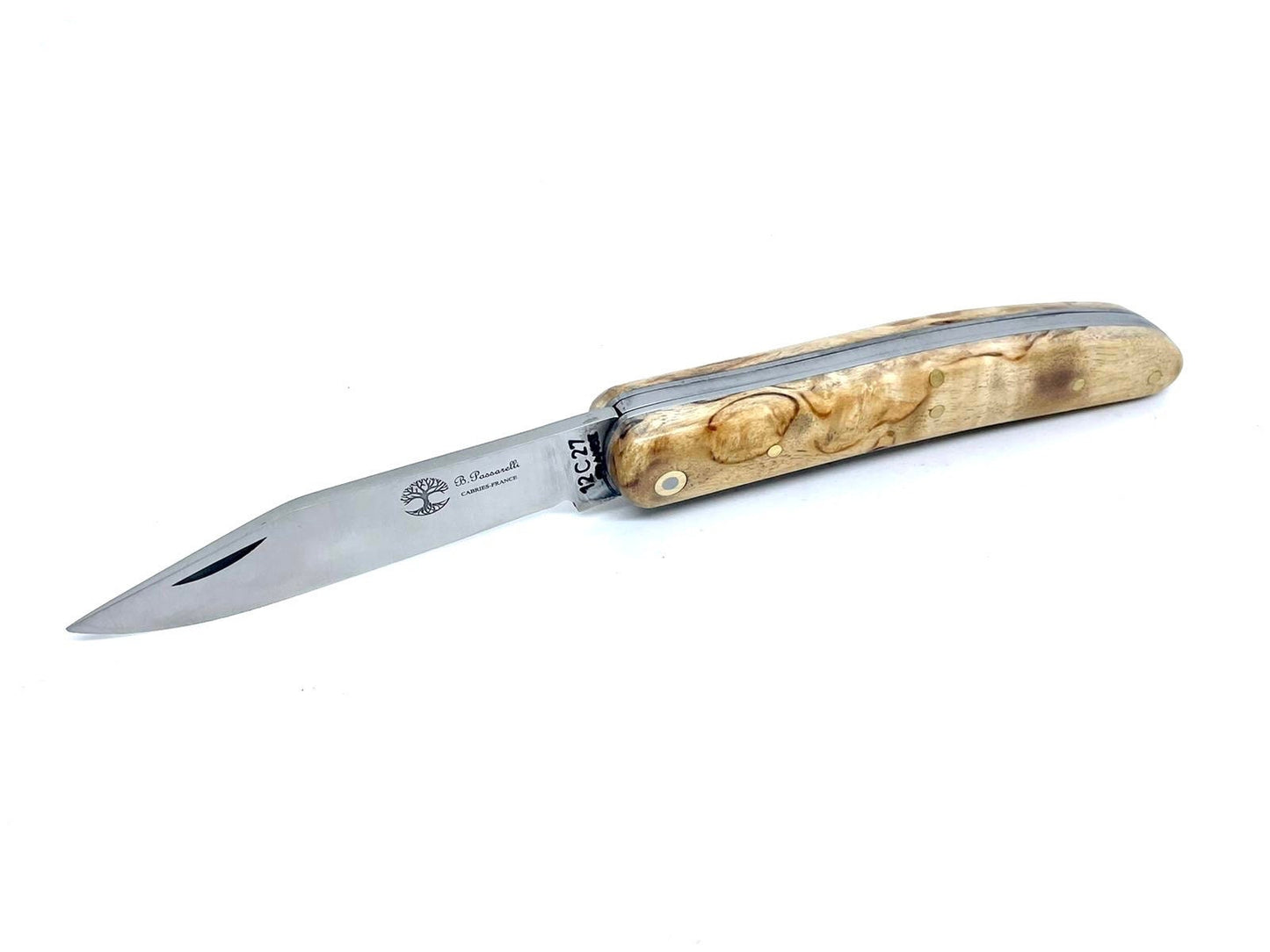 Coutellerie Passarelli - Couteau Alsacien lame pliable 10 cm Bouleau madré