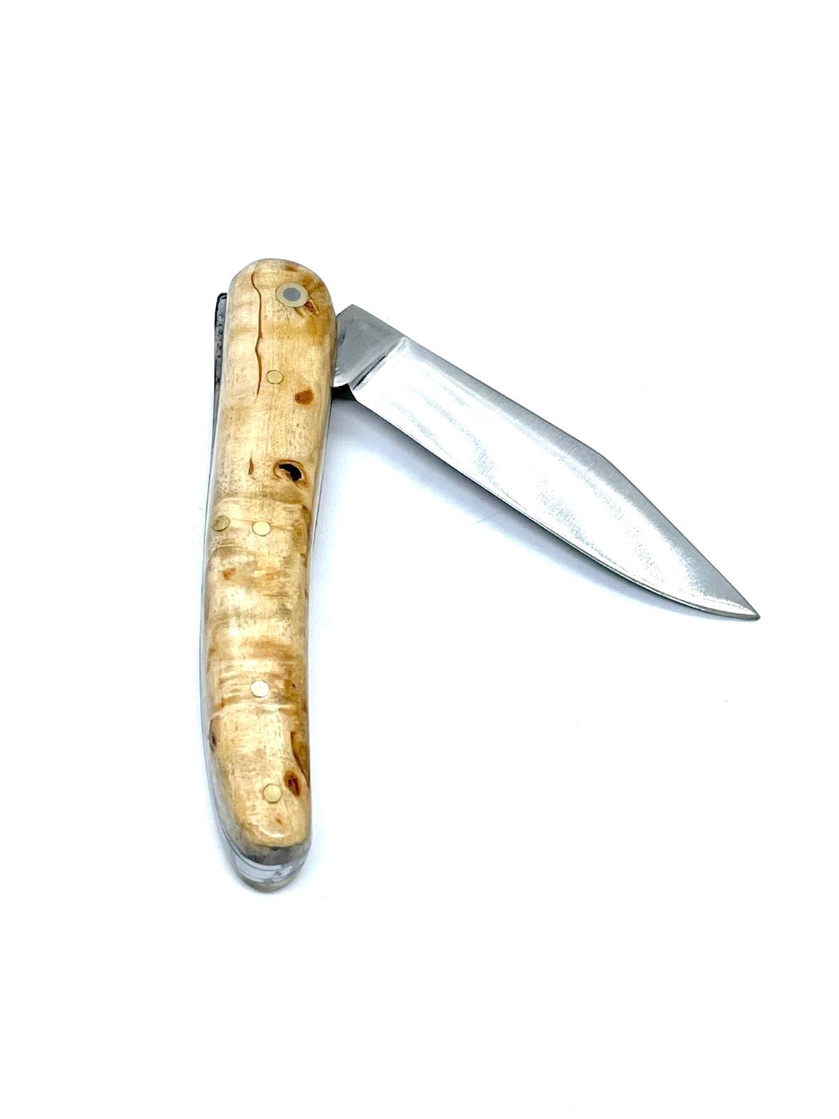 Coutellerie Passarelli - Couteau Alsacien lame pliable 10 cm Bouleau madré