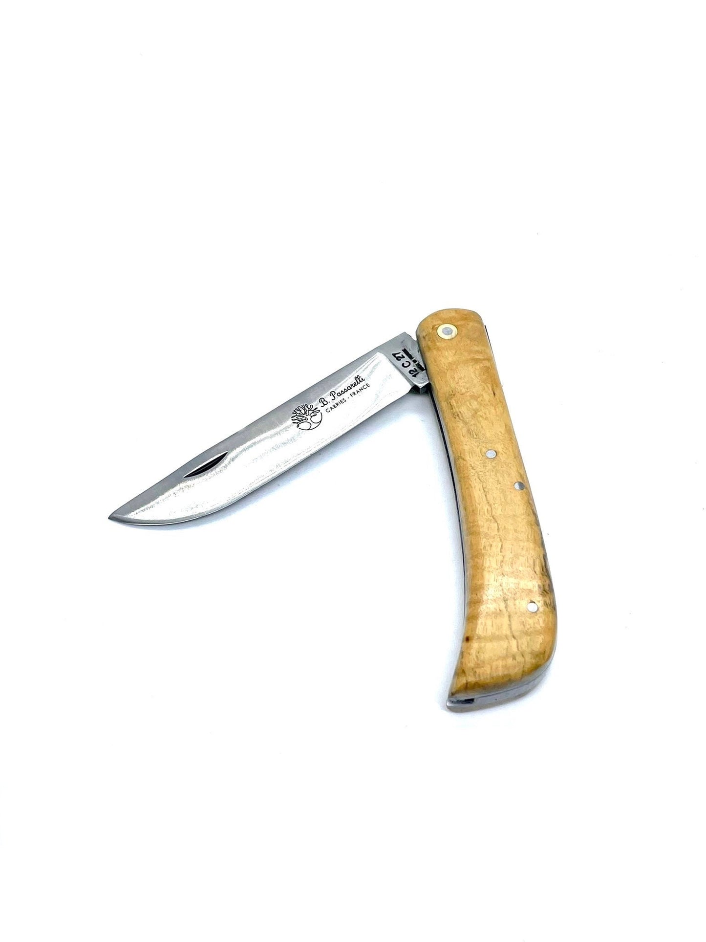 Coutellerie Passarelli - Couteau Mineur lame pliable 10 cm Ébène blanche du Laos