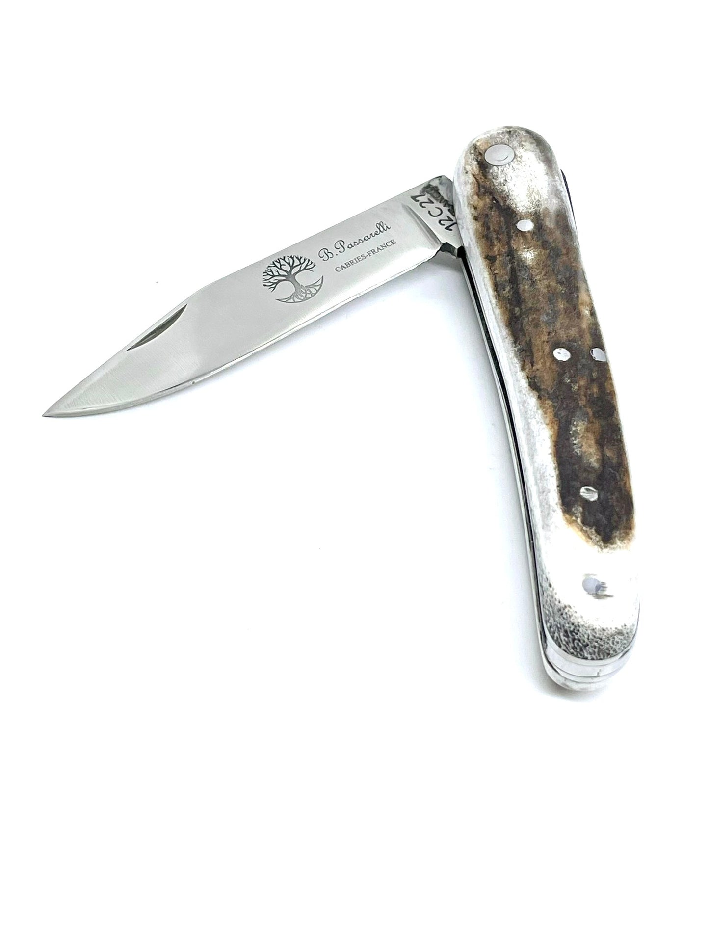 Coutellerie Passarelli - Couteau Alsacien lame pliable 10 cm Bois de Cerf