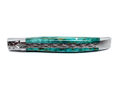 Couteau Laguiole Bouleau madré teinté Turquoise