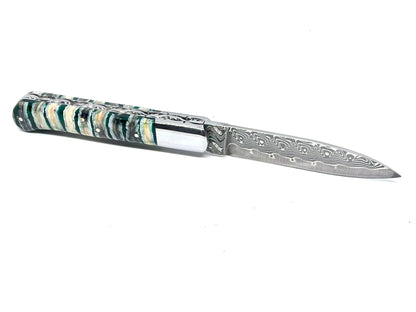 Coutellerie Passarelli - Couteau Yssingeaux lame pliable 10,5 cm molaire de mammouth stabilisée et teintée