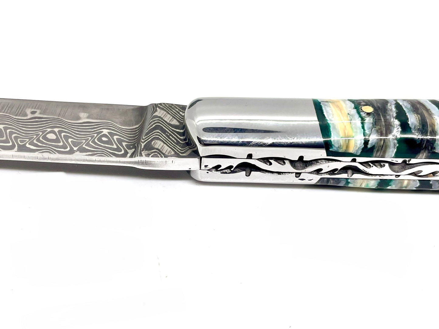 Coutellerie Passarelli - Couteau Yssingeaux lame pliable 10,5 cm molaire de mammouth stabilisée et teintée