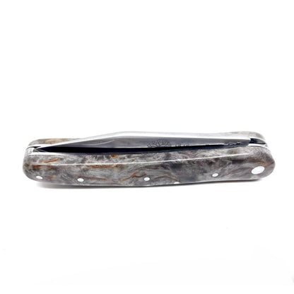 Coutellerie Passarelli - Couteau Alsacien lame pliable 10 cm Bouleau madré teinté et stabilisé anthracite