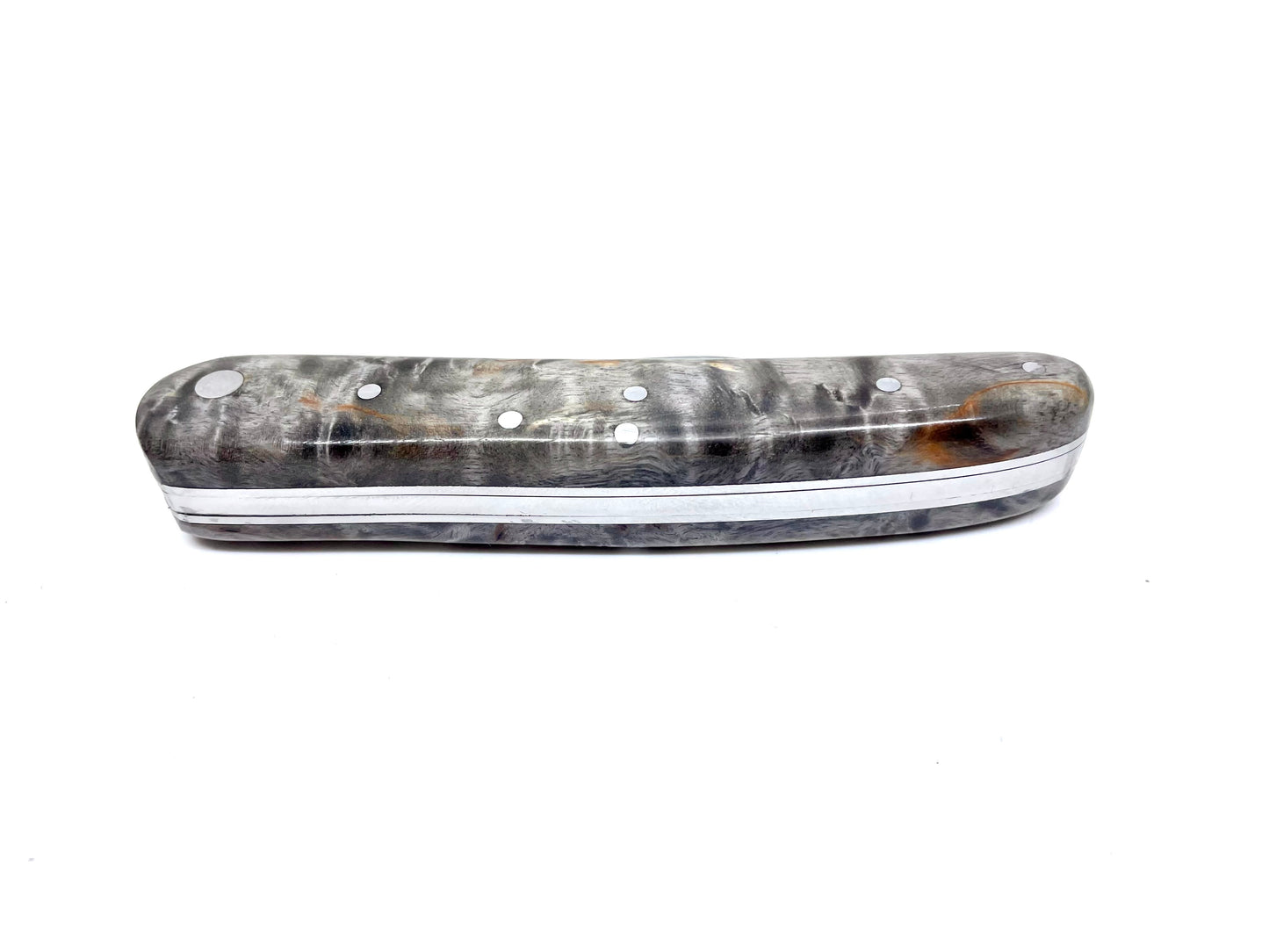 Coutellerie Passarelli - Couteau Alsacien lame pliable 10 cm Bouleau madré teinté et stabilisé anthracite