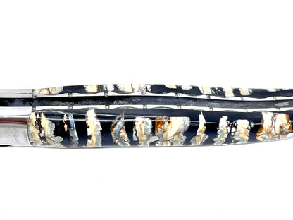 Couteau pliant damas artisanal - Laguiole Molaire de Mammouth stabilisée lame de Damas pliable 12 cm Lame Baker Forge - CopperMai Nishim - Ripple